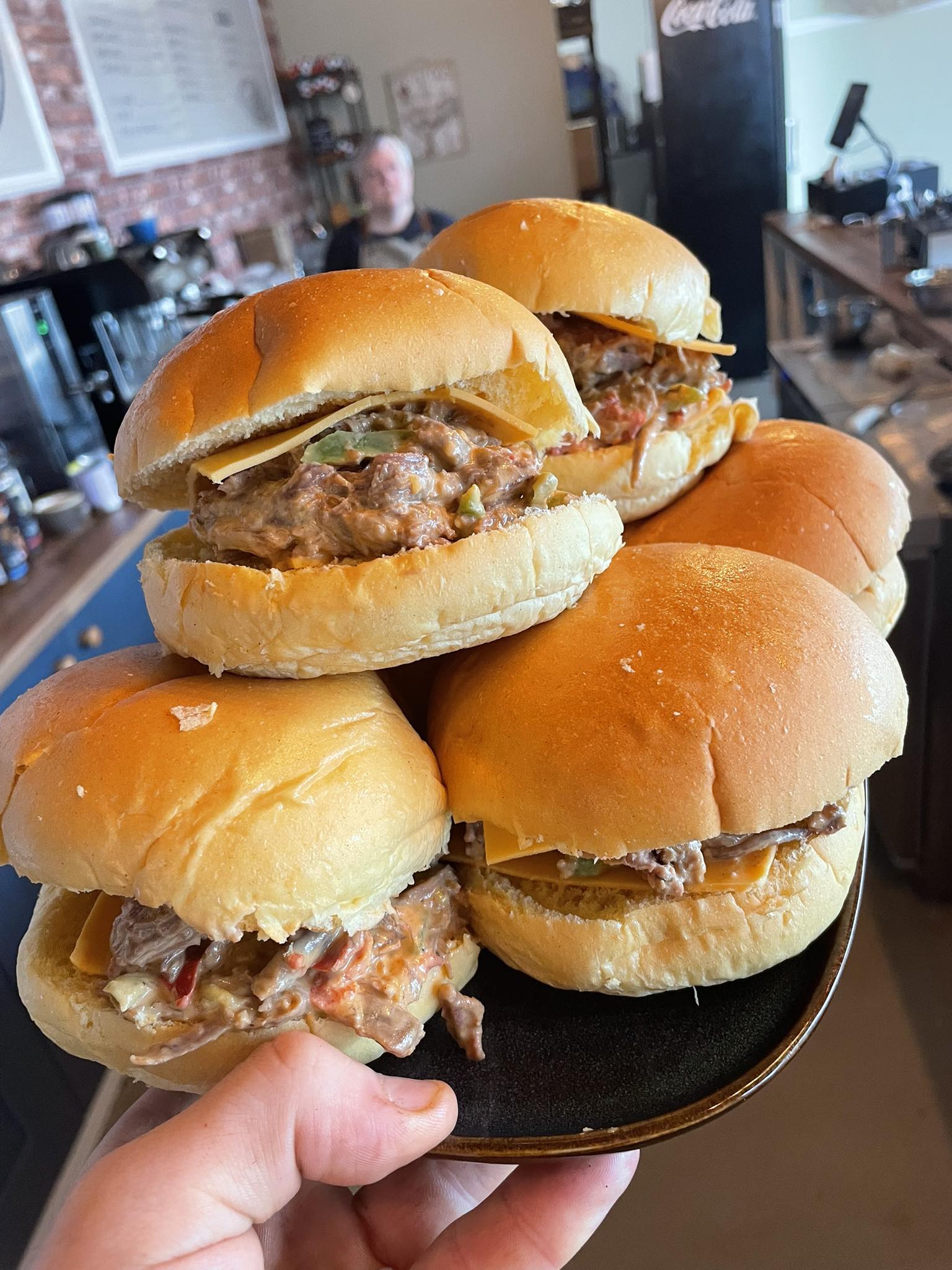 Loaded sliders served at the café